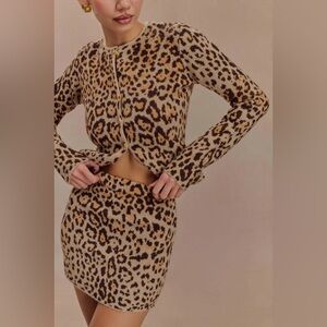Marissa Knit Mini Skirt - Leopard Print